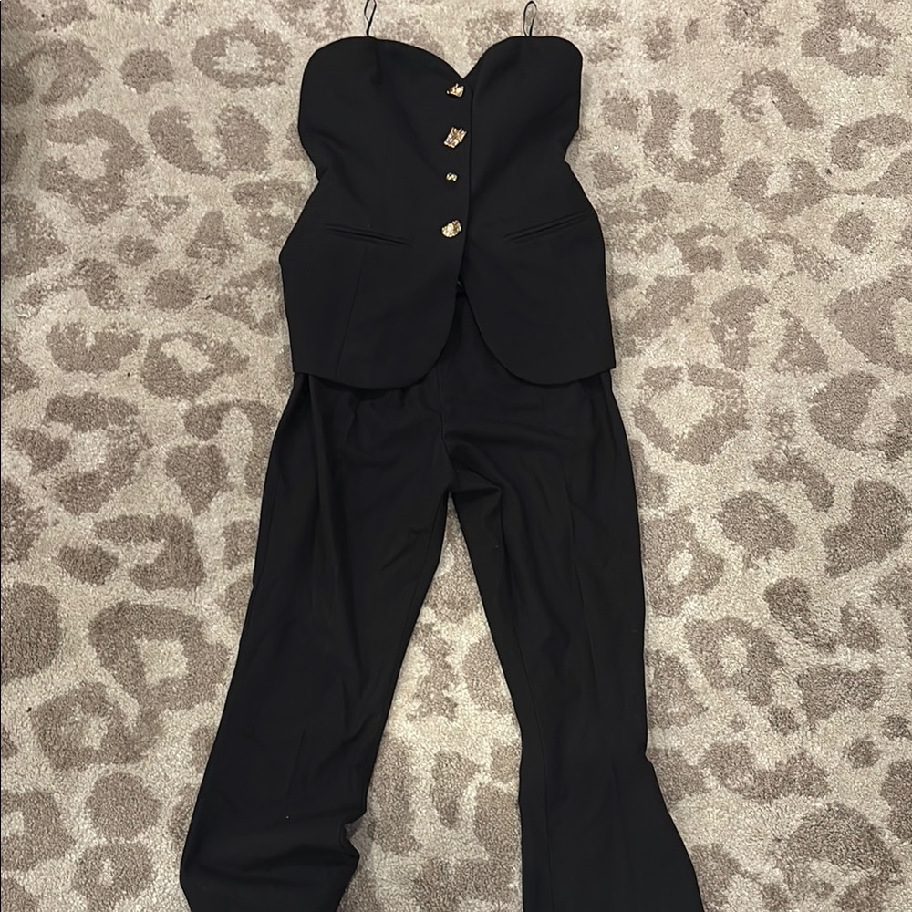 Zara Black Strapless Jumpsuit with Fitted Bodice never worn